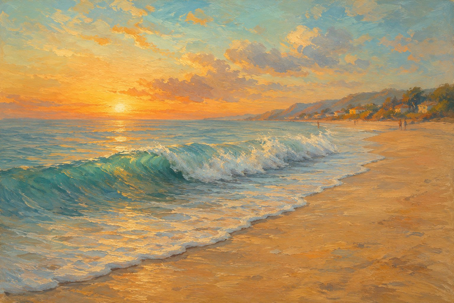 Pintura impresionista de una ola contenida antes de romper en la orilla, sobre como evaluar la impulsividad