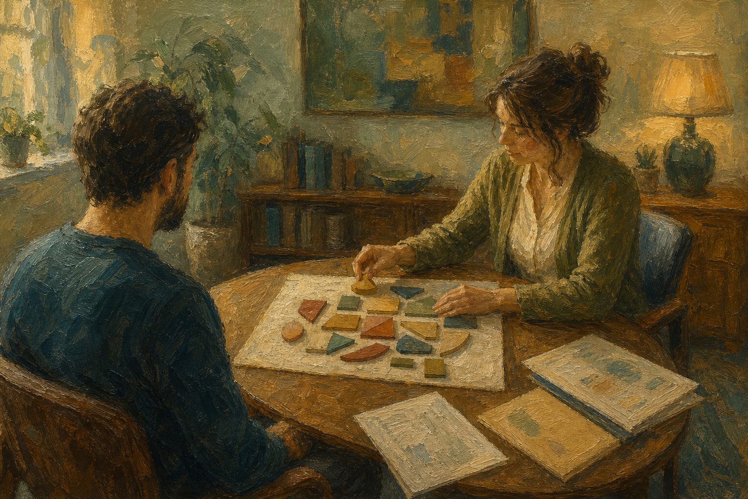 Pintura impresionista de una evaluación psicológica que integra entrevista, observación y pruebas