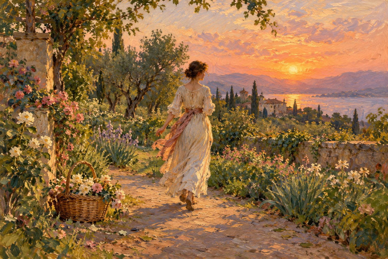 Pintura impresionista de una persona caminando por un sendero tras dejar una carga, sobre la codependencia