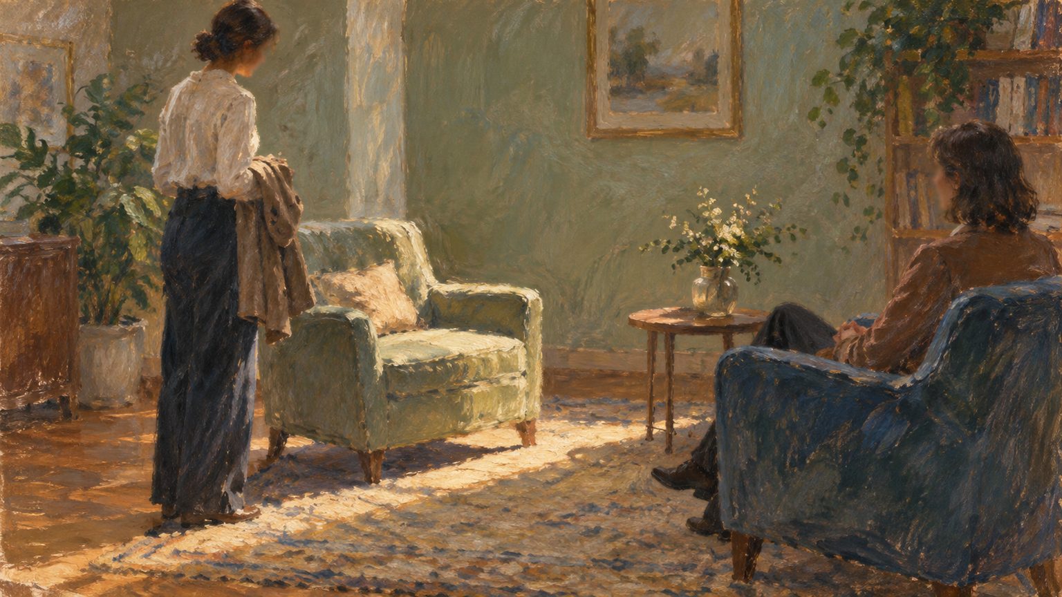 Pintura impresionista de una primera consulta sobre cómo saber si necesito terapia