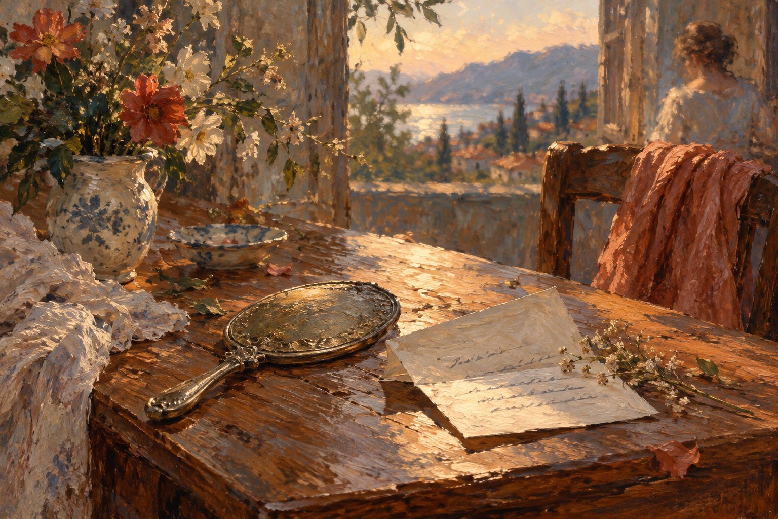 Pintura impresionista de un espejo vuelto y una carta a medio doblar, sobre la diferencia entre culpa y verguenza