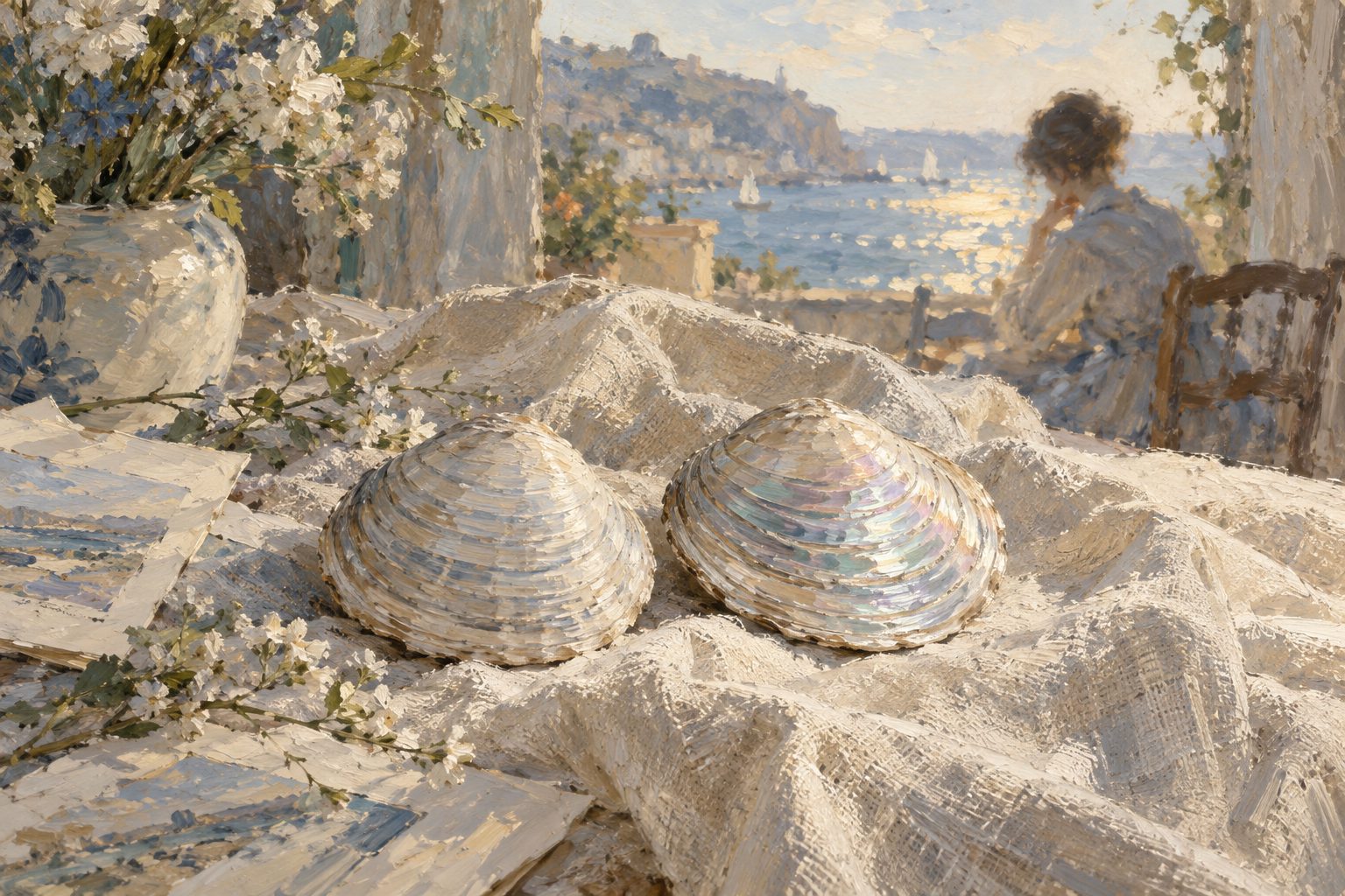 Pintura impresionista de dos conchas marinas casi identicas, sobre la diferencia entre esquizoide y esquizotipico