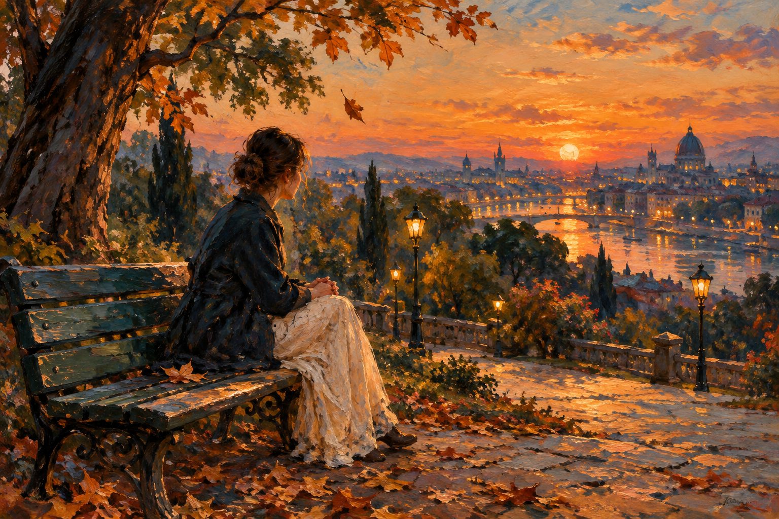 Pintura impresionista de un adulto joven al atardecer en un parque, ilustrando el test CAST de cannabis