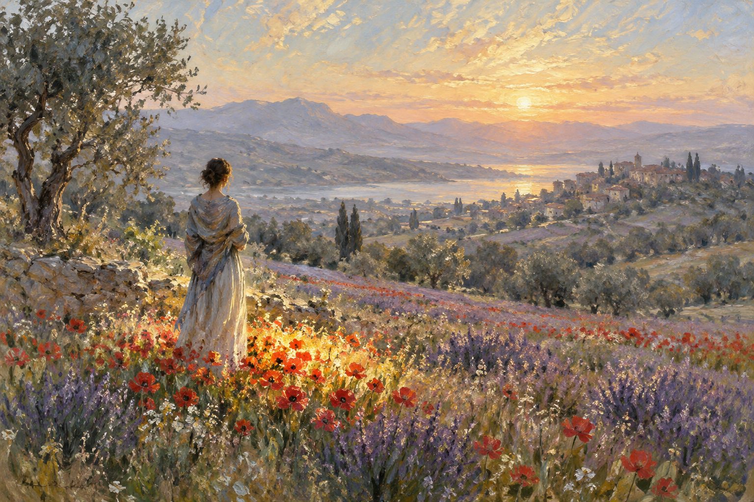 Pintura impresionista de un campo de amapolas donde vuelve el color, ilustración de la anhedonia