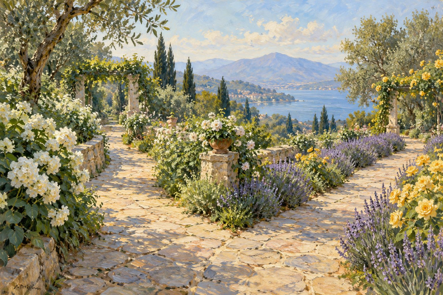 Pintura impresionista de un sendero de jardin bifurcado, metafora de diferenciar dificultad de aprendizaje y TDAH