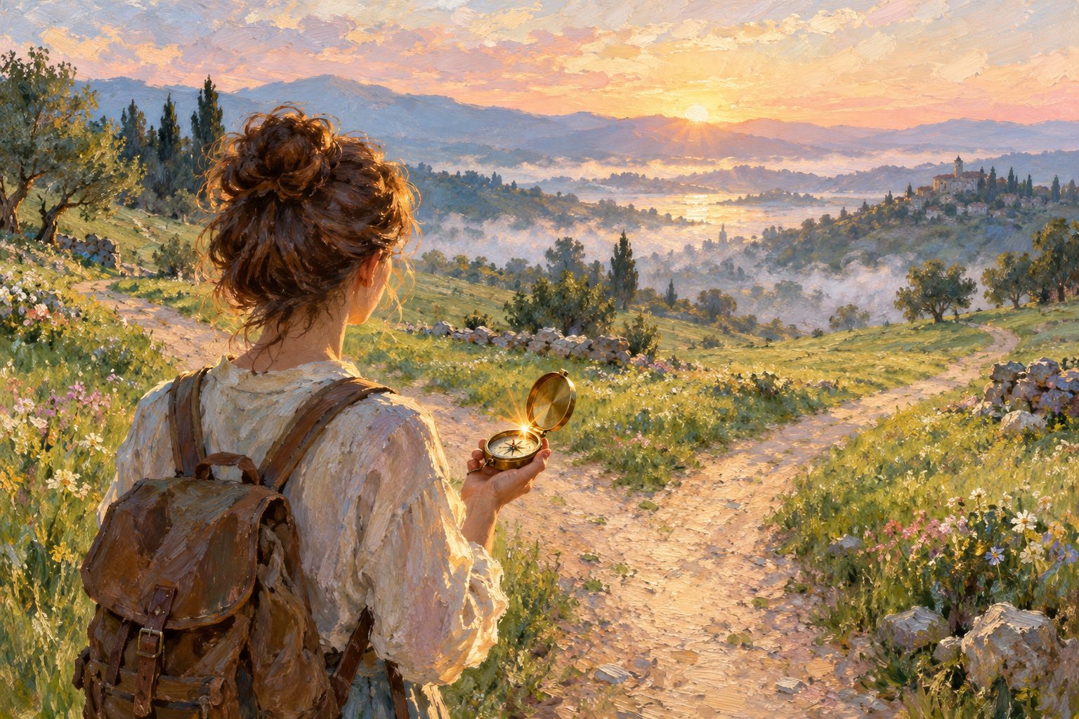 Pintura impresionista de una persona ante un sendero que se bifurca, para cuando no sabes qué hacer con tu vida